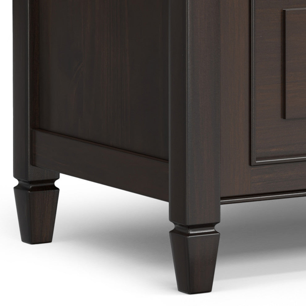Connaught Solid Wood Small Entryway Storage Bench, Chestnut Brown
