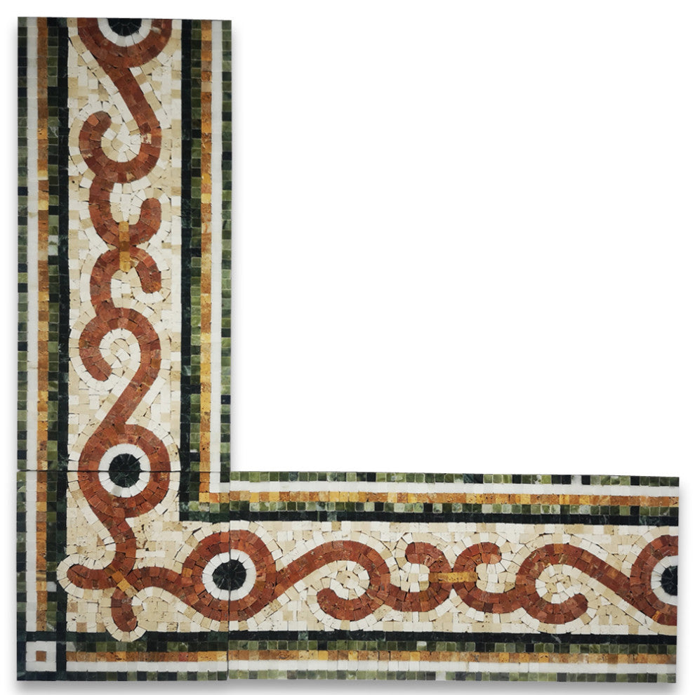 Coral Seagrass 8.3x17.7 Marble Mosaic Border Listello Tile Polished, 1 piece