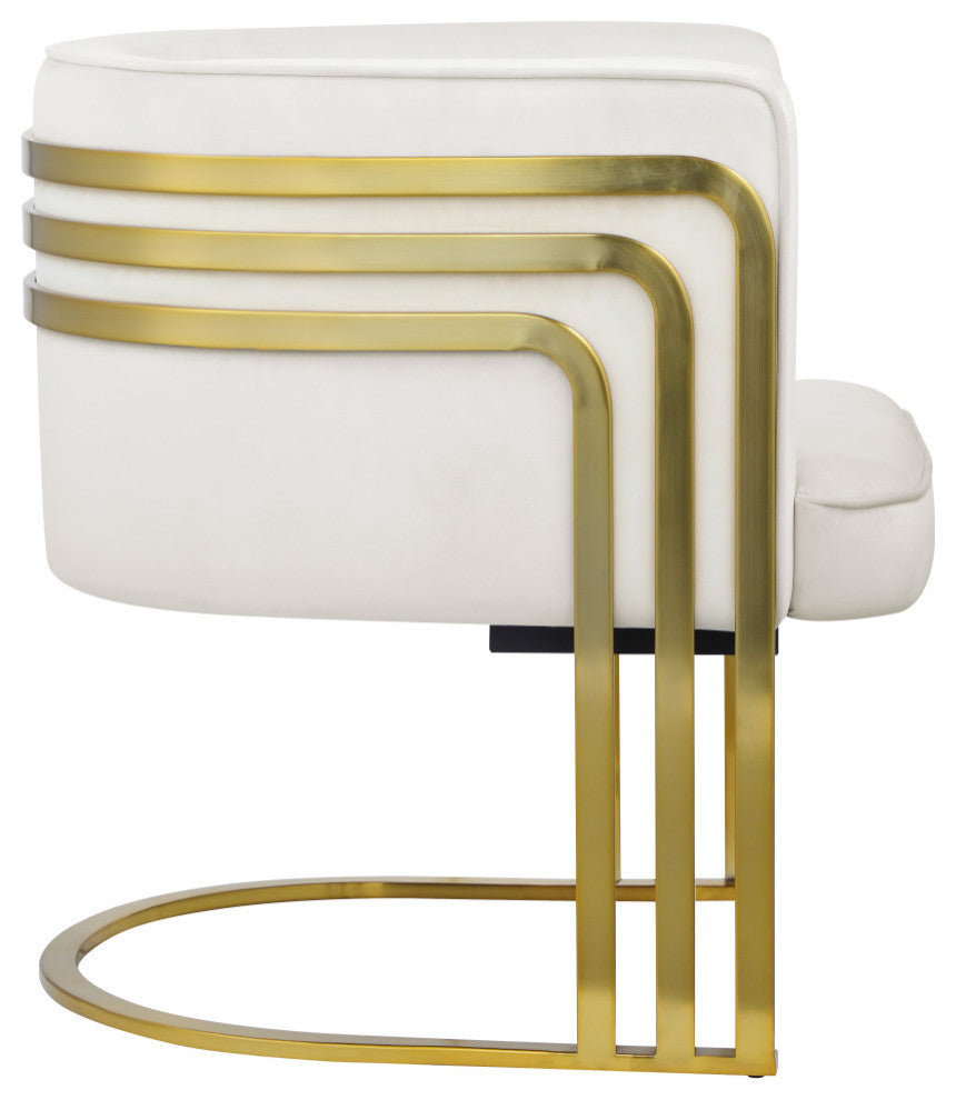 Rays Velvet Upholstered Accent Chair, Cream