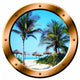 Beach Scene Wall Decal Porthole Palm Trees Window Sticker Wall Art Decor, 1