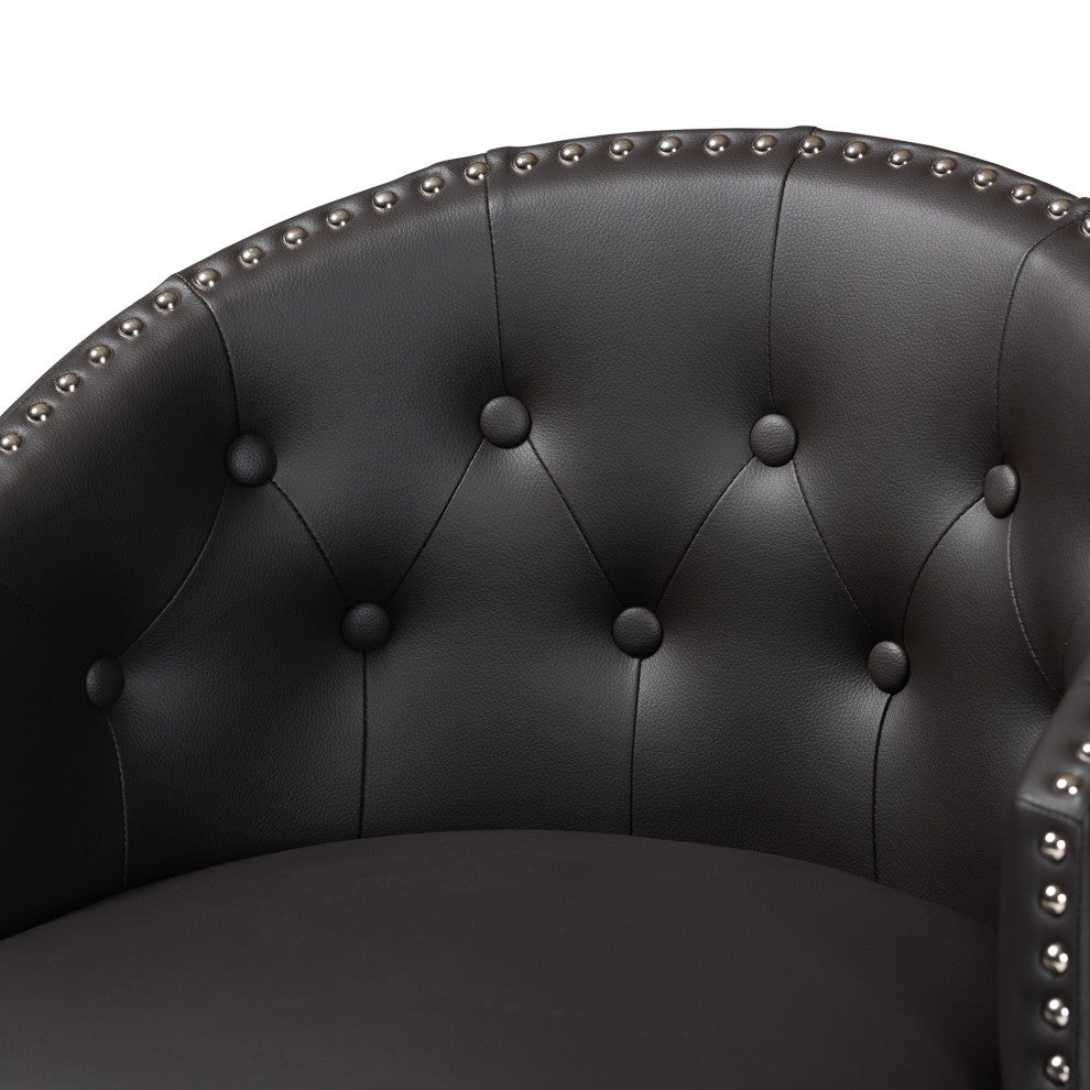 Tinalyn Swivel Counter Stool, Set of 2, Dark Brown/Espresso Brown, Faux Leather