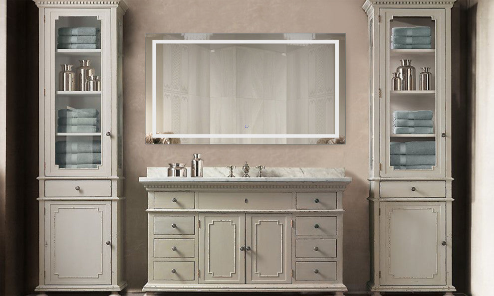 Krugg LED Bathroom Mirror, Lighted Vanity Mirror Dimmer and Defogger, 54x24