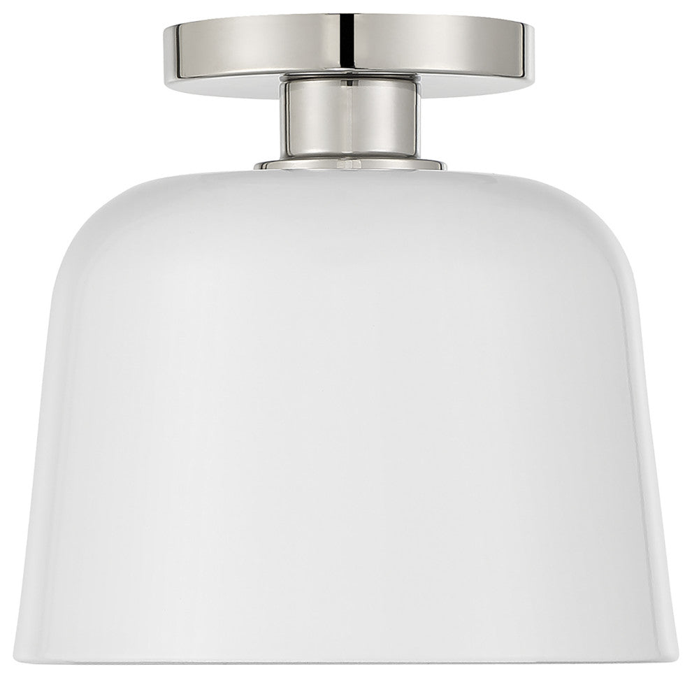 Savoy House Meridian 1-Light Ceiling Light M60067WHPN, White With Nickel