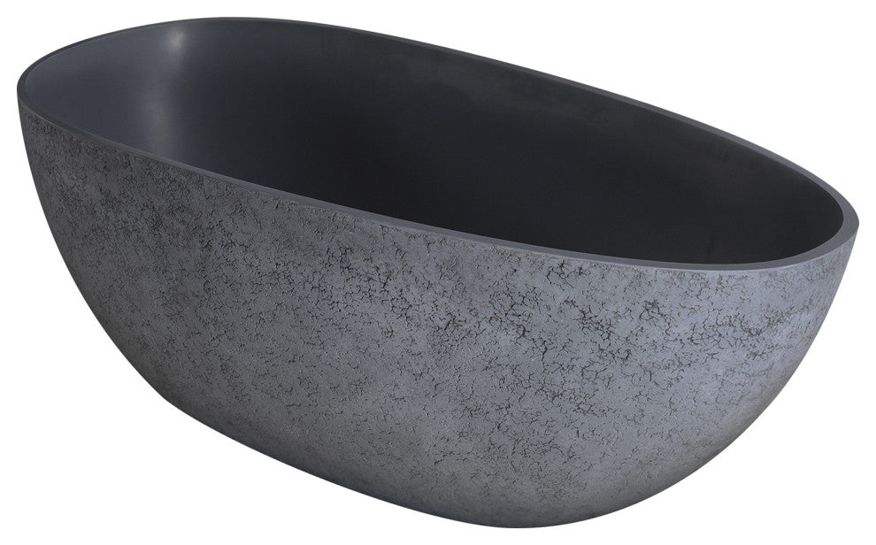 65 in.W Solid Surface Freestanding Flatbottom Soaking Bathtub