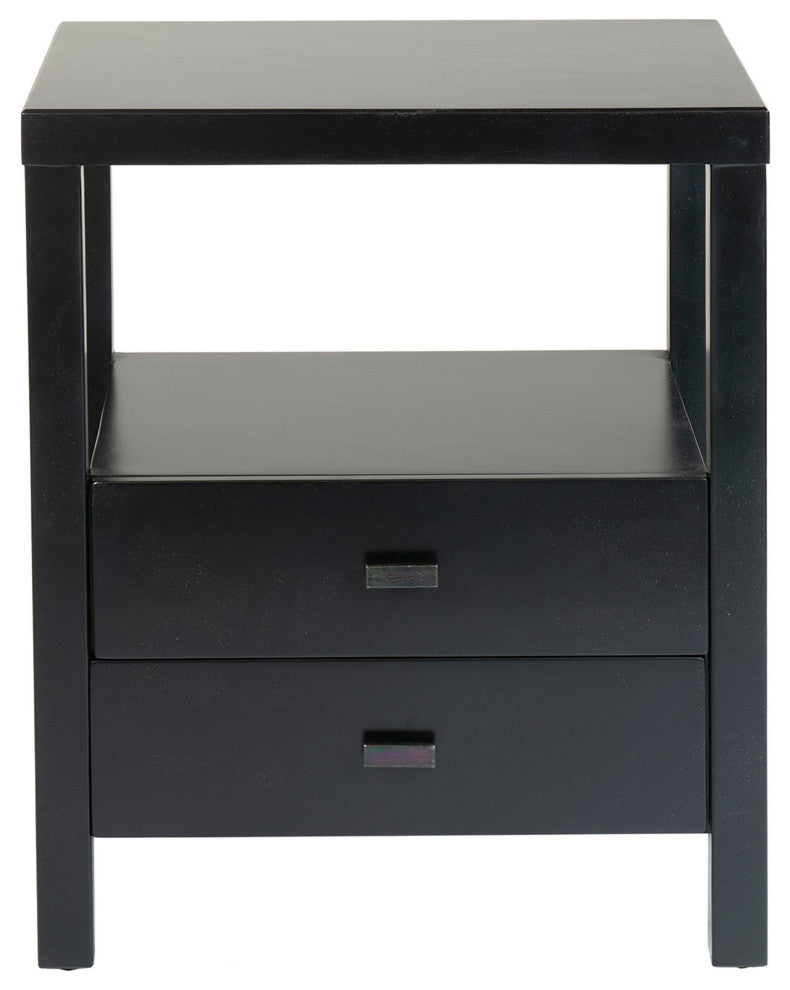 East at Main Westwood Brown Acacia Wood Square Accent Table, Black