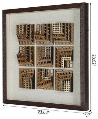 Abstract 3D Wood Carving Shadow Box Wall DÃ©cor