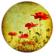 Poppy Flowers On Grunge Background, Floral Round Metal Wall Art, 23"