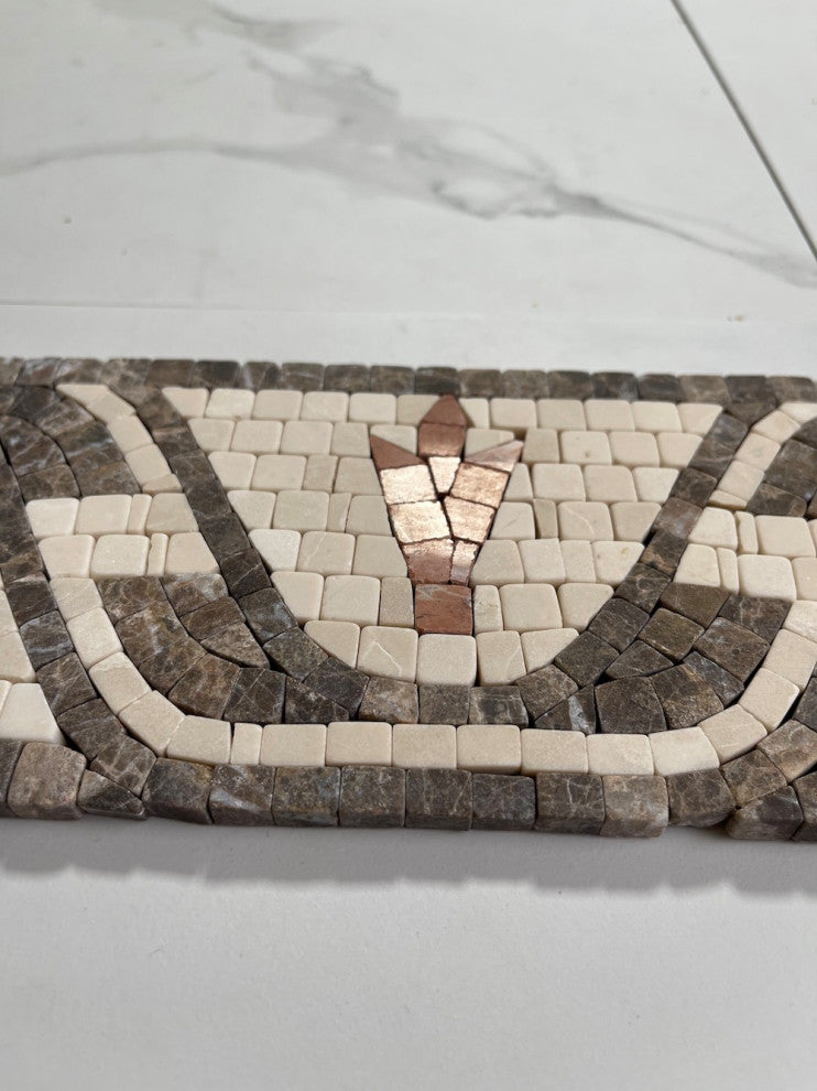 Marble Mosaic Border Listello Accent Deco Tile Leaf Red 4x8 Tumbled, 1 piece