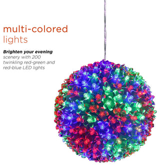 8"H Indoor/Outdoor Flashing Sphere Hanging Ornament with Multi-Colored LED Light