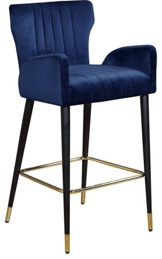 Pemberly Row Modern / Contemporary 28"H Velvet Counter Stool in Navy (Set of 2)
