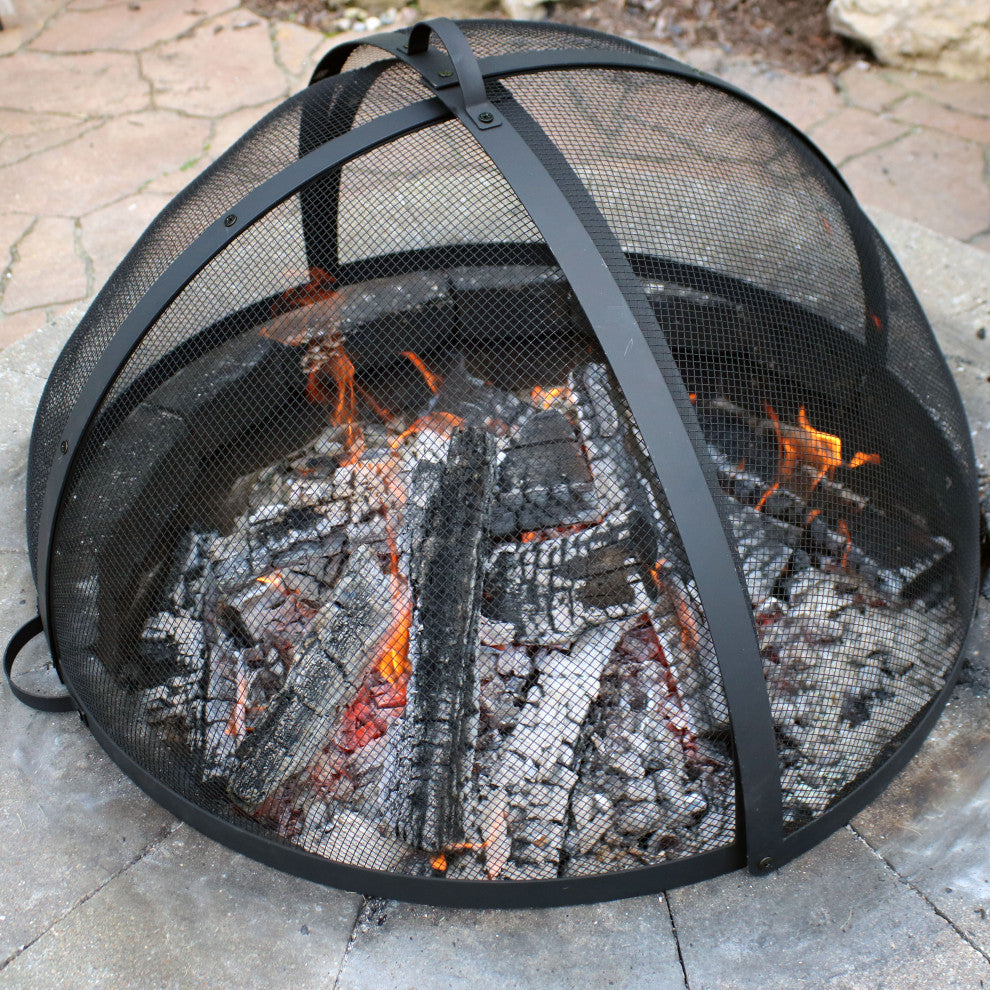 Sunnydaze Easy Access Fire Pit Spark Screen Lid Protector, 32" Diameter