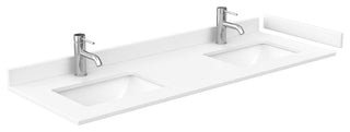 Sheffield 60" Light Green DBL Vanity, White Cult. Marble Top, Sq Sinks