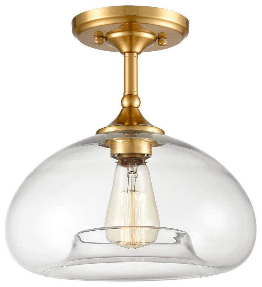 Mid Century Fluch Mount Light Fixture globe glass ceiling lamp with brass