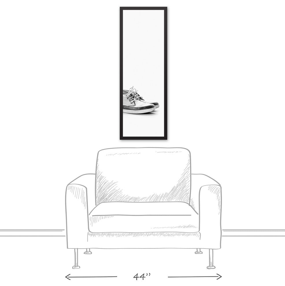 Black and White Sneakers 12x36 Black Framed Canvas