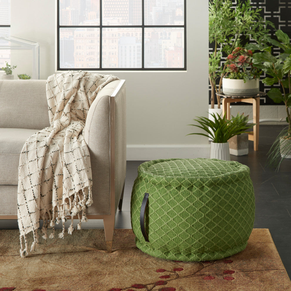 Mina Victory AS696 Pouf, Green, 20" x 20" x 12"