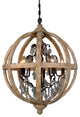 Guinevere Round Antique Brass and White Wood  Candle Style Chandelier