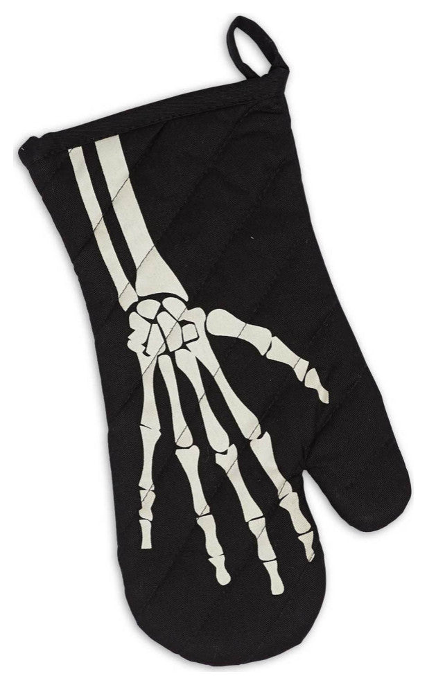 Skeleton Print Apron & Oven Mitt Kitchen Set