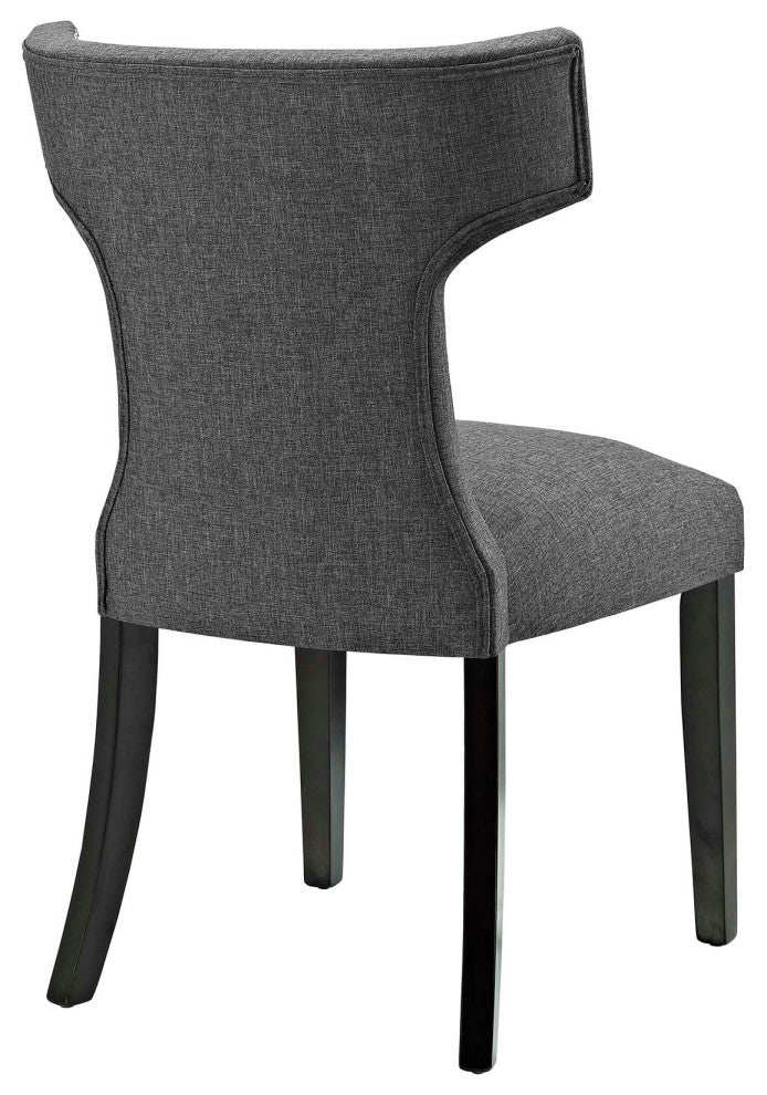 Gray Curve Dining Side Chair Fabric Set of 2