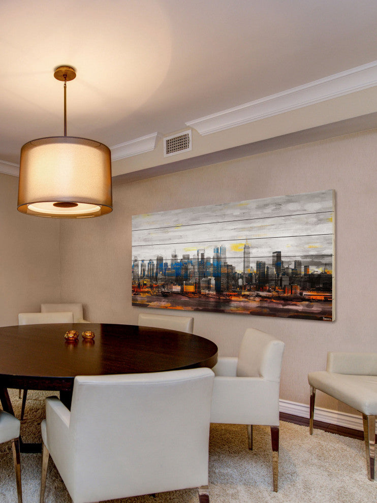 "New York Colors" Print on White Wood, 60"x30"