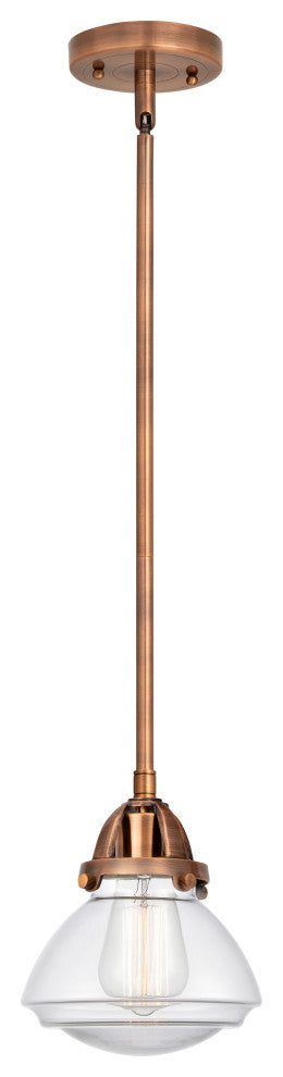 Olean Mini Pendant, Antique Copper, Clear, Clear