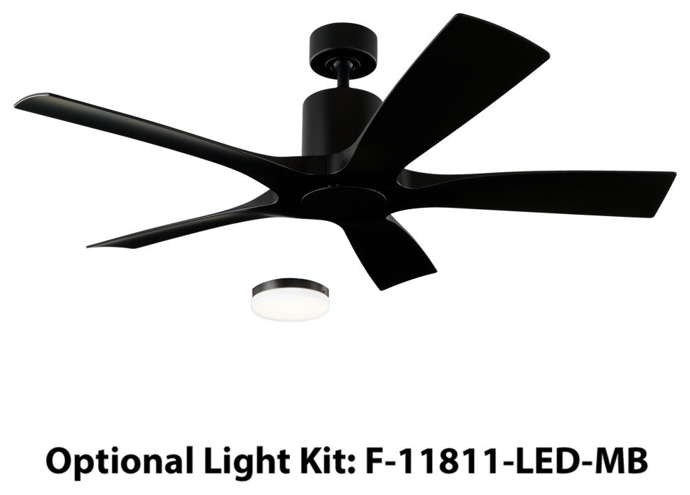 Aviator Indoor/Outdoor 5-Blade Smart Ceiling Fan, 54", Matte Black, Wall Control