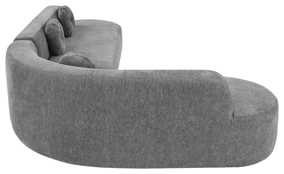 GDF Studio 122" Extra Large Curved Fabric Sectional Sofa, Gray