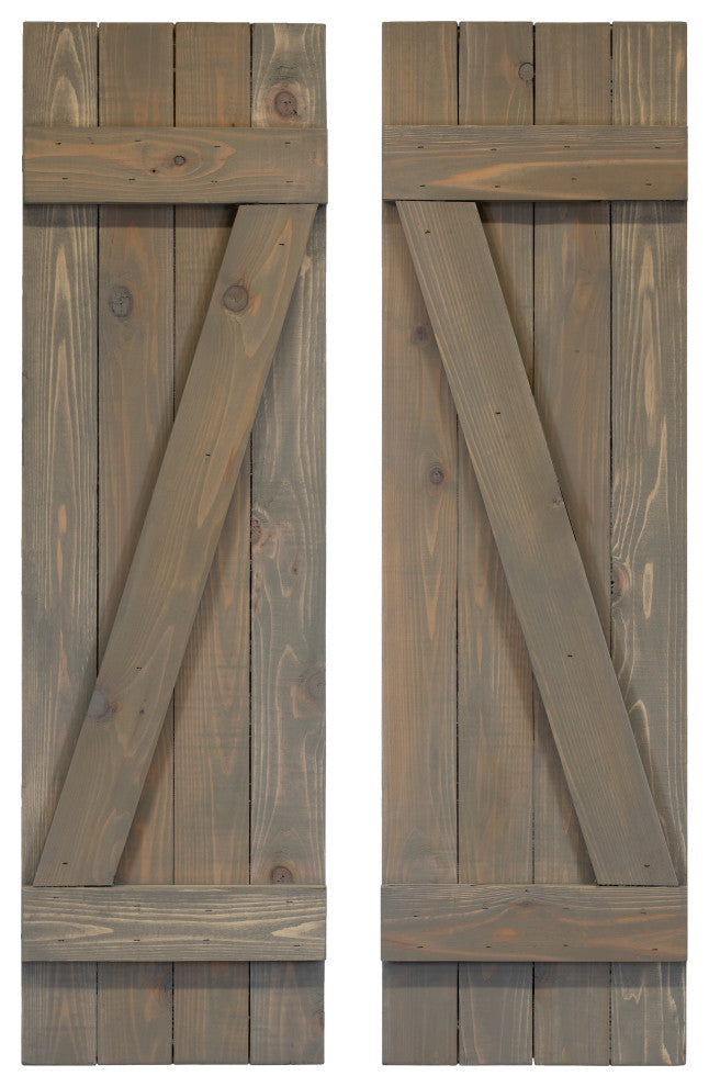 Z Board and Batten Exterior Shutters Pair, Stone Gray, 36"