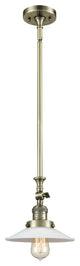 Halophane 1-Light Mini Pendant, Antique Brass, Matte White Halophane