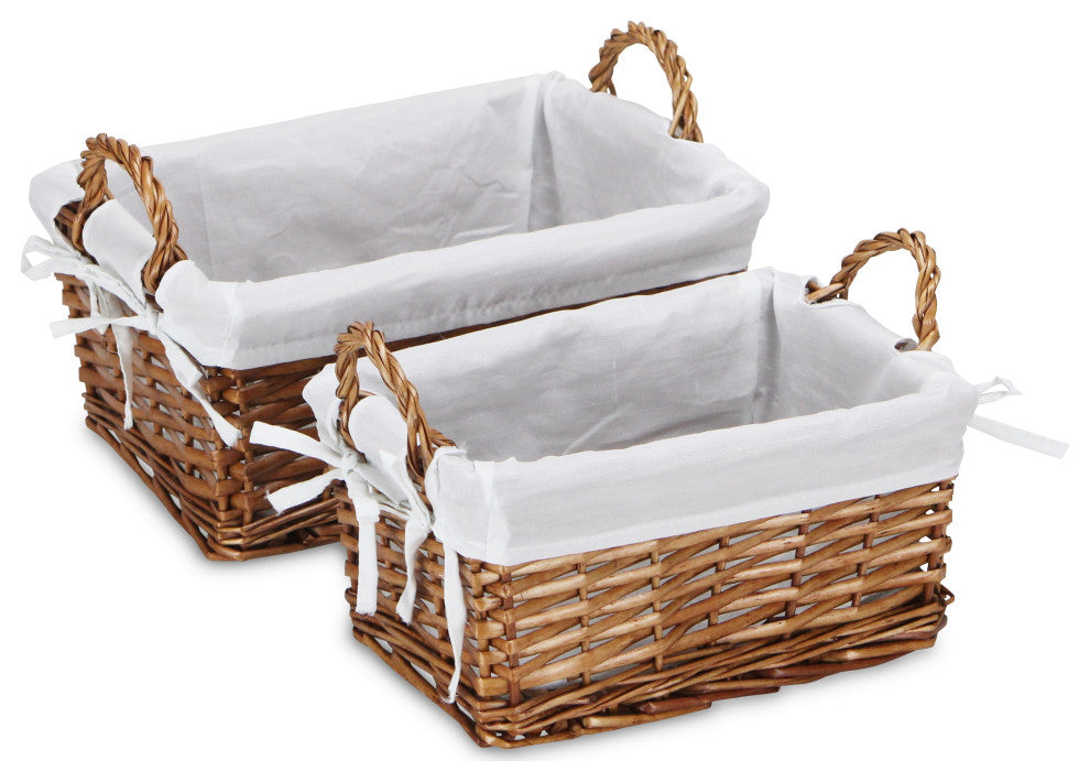 2-Piece Willow Rectangular Storage With Liner, Honey