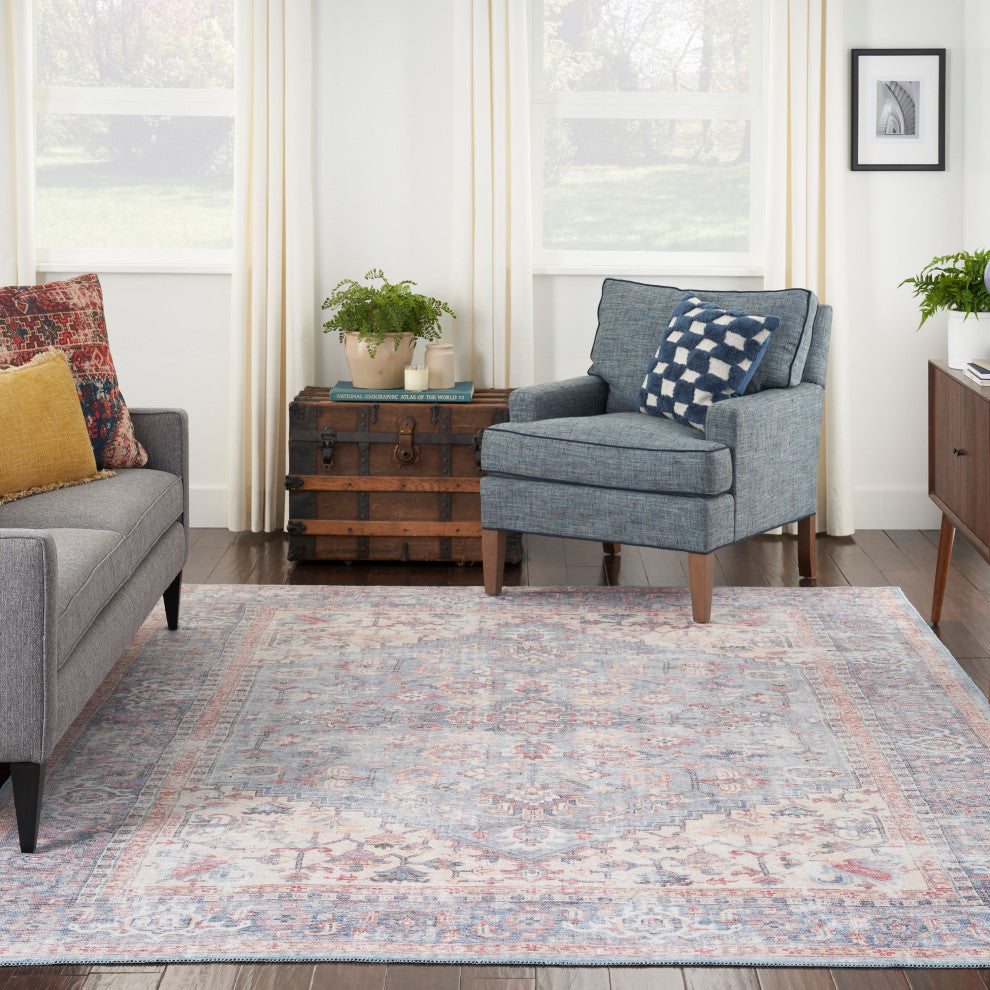 Nicole Curtis Nc Series 1 8' x 10' Blue/Multicolor Machine Washable Area Rugs