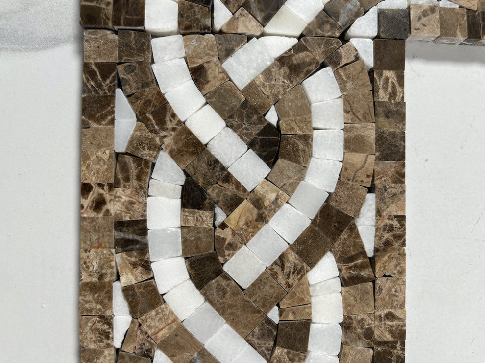 Marble Mosaic Border Listello Tile Braid White Jade 4x12 Polished, 1 piece