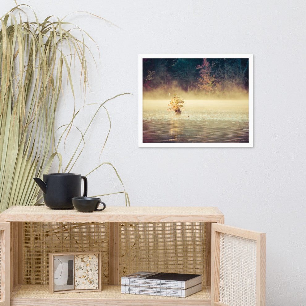 Golden Mist on Waples Pond Framed Photo Paper Wall Art Prints, White, 16" X 20"