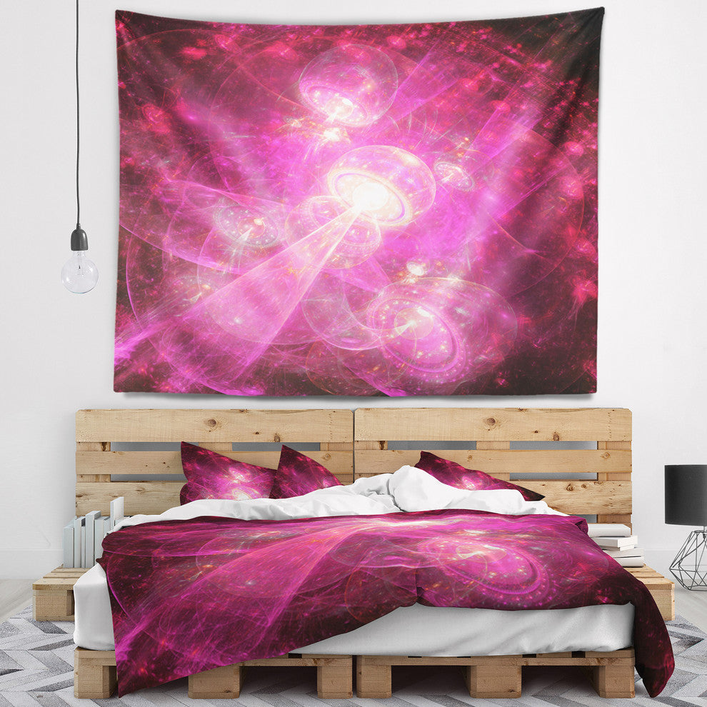 Pink Fractal Space Theme Abstract Wall Tapestry, 60"x50"