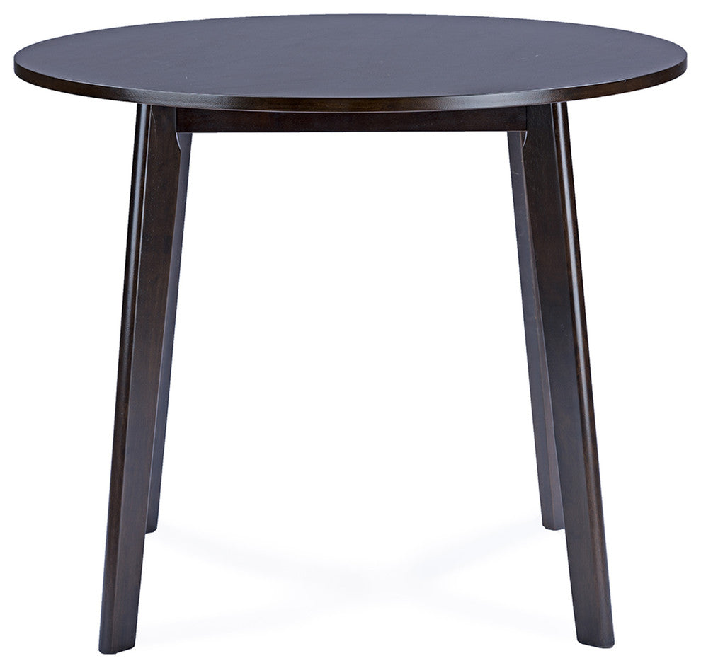 Debbie Mid-Century Dark Brown Wood Round Dining Table
