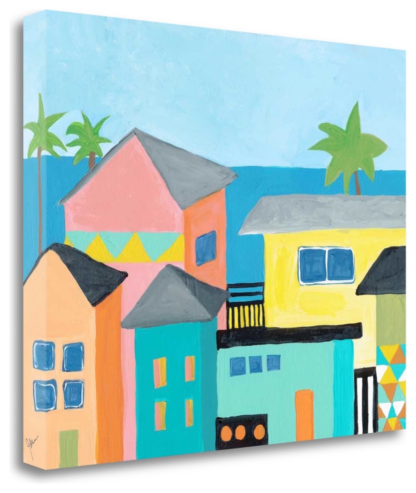 "Beachfront Property 1" By Jan Weiss, Giclee Print on Gallery Wrap Canvas