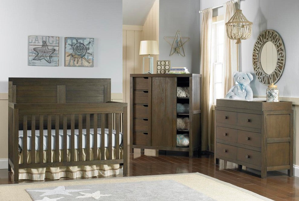Castello 5-in-1 Convertible Baby Crib, Weathered Brown
