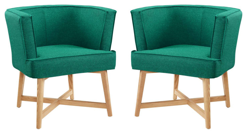 Accent Chair, Set of 2, Fabric, Wood, Teal Blue, Modern, Lounge Hospitality