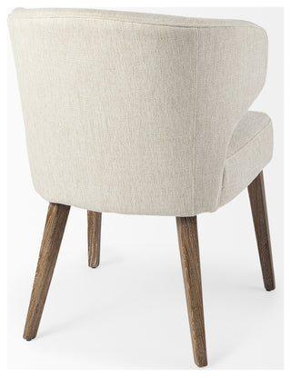 Niles Cream Fabric Seat With Brown Solid Wood Frame Wingback Dining Chair