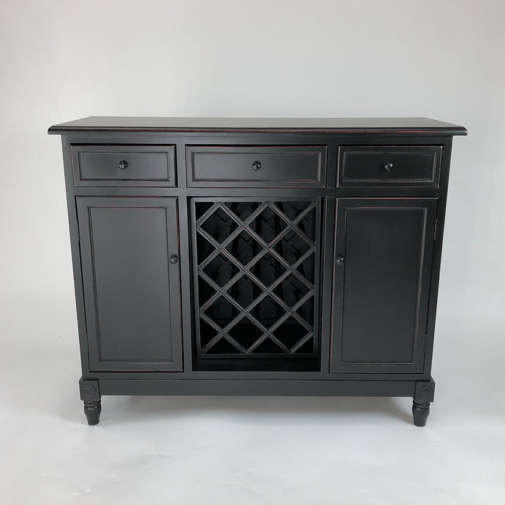 Wine Rack Sideboard, Aged Black