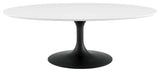 Lippa 48" Oval-Shaped Wood Top Coffee Table Black White