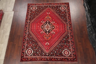 Consigned, Vintage Faded Persian Traditional Handmade Abrash Area Rug, Red, 7x10