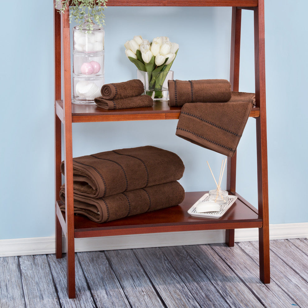 Lavish Home Quick Dry 100% Cotton Zero Twist 6 Piece Towel Set, Chocolate