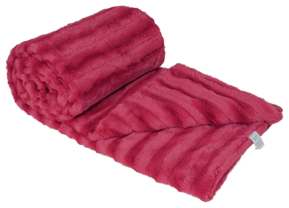 Derby Jumbo Over-Sized Double Sided Faux Fur Throw Blanket, Chili Pepper, 60"x80"