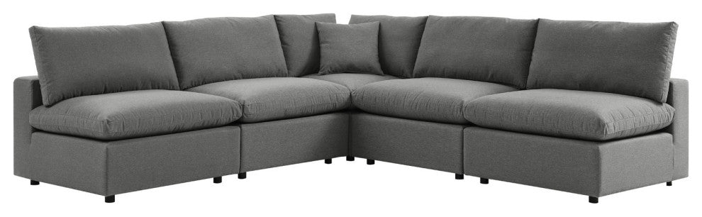 Modular Lounge Sectional Deep Sofa Set, Charcoal Gray, Modern, Outdoor