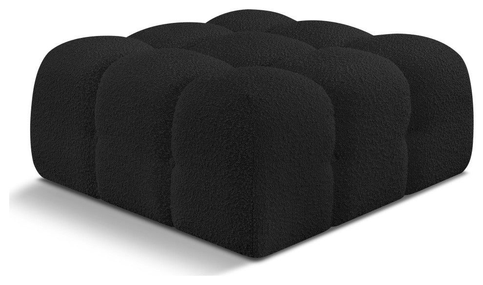 Ames Boucle Fabric Modular Chair, Black, Ottoman