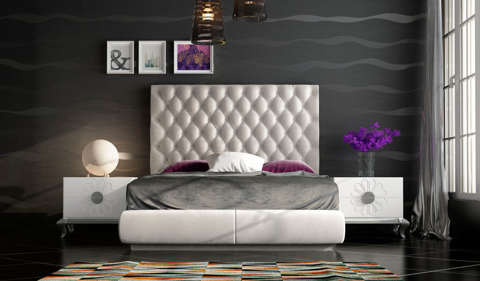 London 56 Bedroom Set, High Gloss, King, Bedset 56 With Matching Nightstands