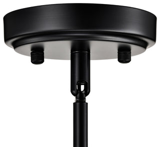 1-Light Matte Black 8 in. Mini Pendant With Hammered Glass Shade