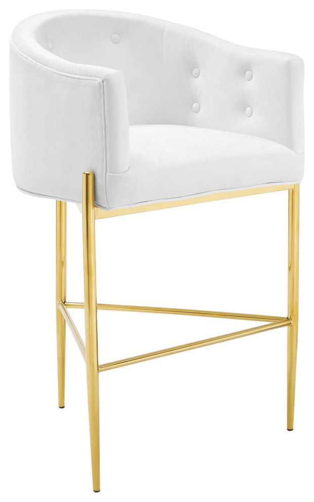 Savour Tufted Performance Velvet Bar Stool - White