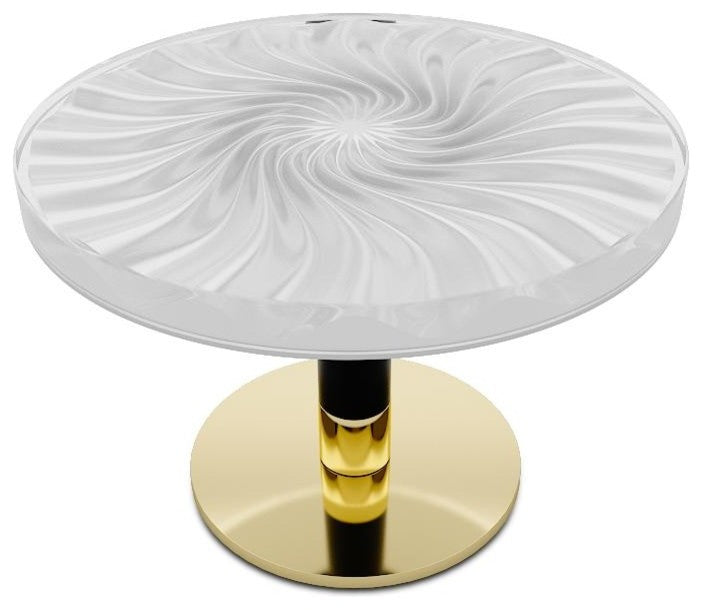 Spiral Wavy Round Coffee Table, White, 34.5