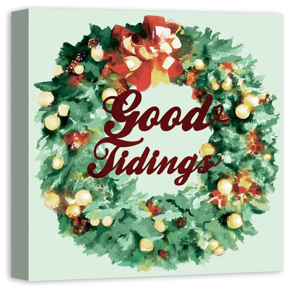 Good Tidings Wreath Canvas Wall Art, 20"x20"